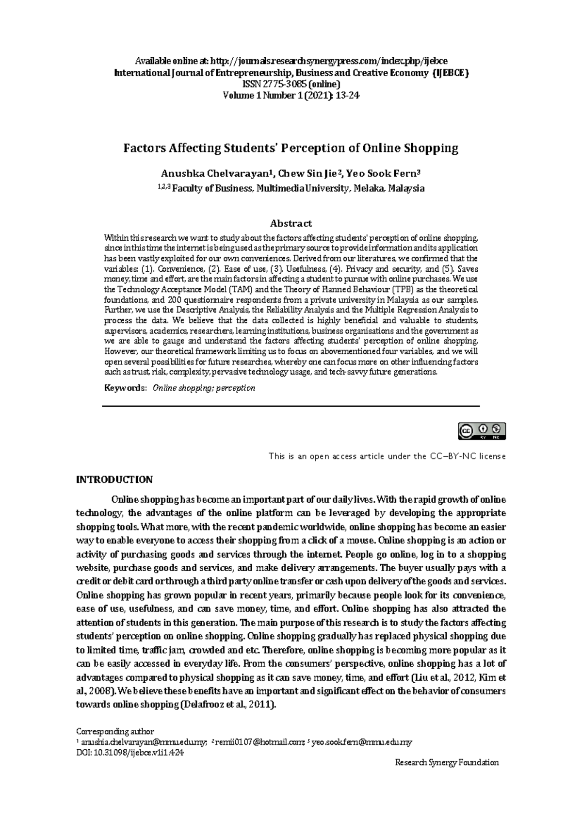 Factors Affecting Students Perception of Online S - Available online at ...