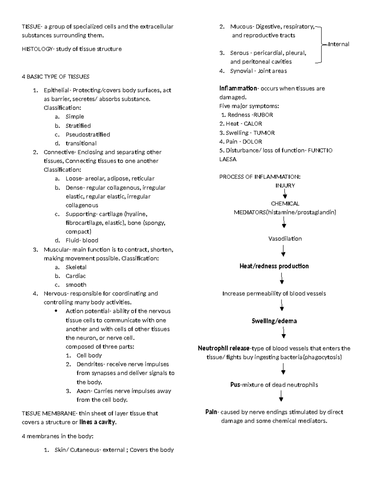 Anaphy Reviewer LEC LAB - TISSUE- a group of specialized cells and the ...
