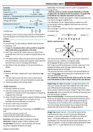 VCE unit 3 and 4 physics cheat sheet - Studocu