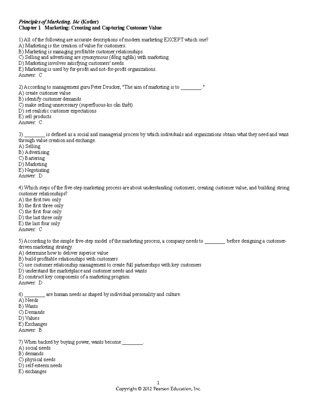 Chapter 1 - Summary Principles of marketing - Principles of Marketing ...