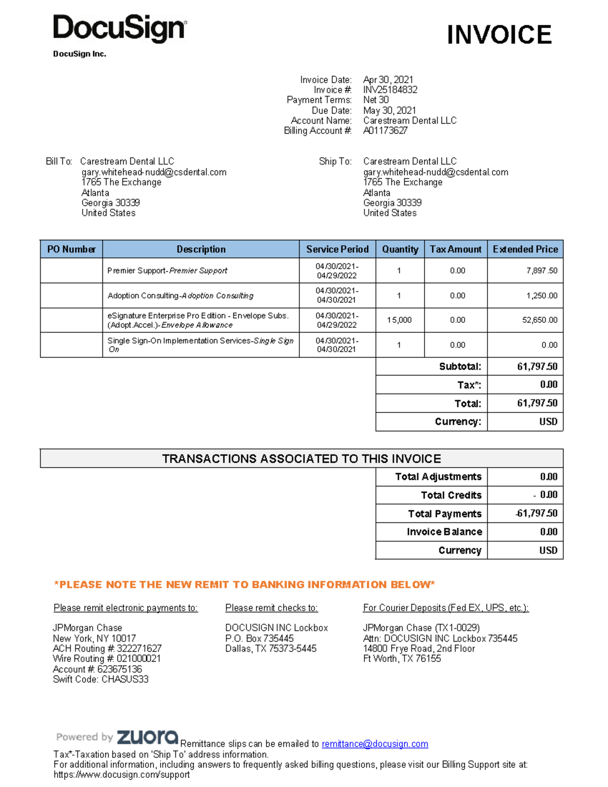 INV25184832 - note clasa - INVOICE DocuSign Inc. Remittance slips can ...