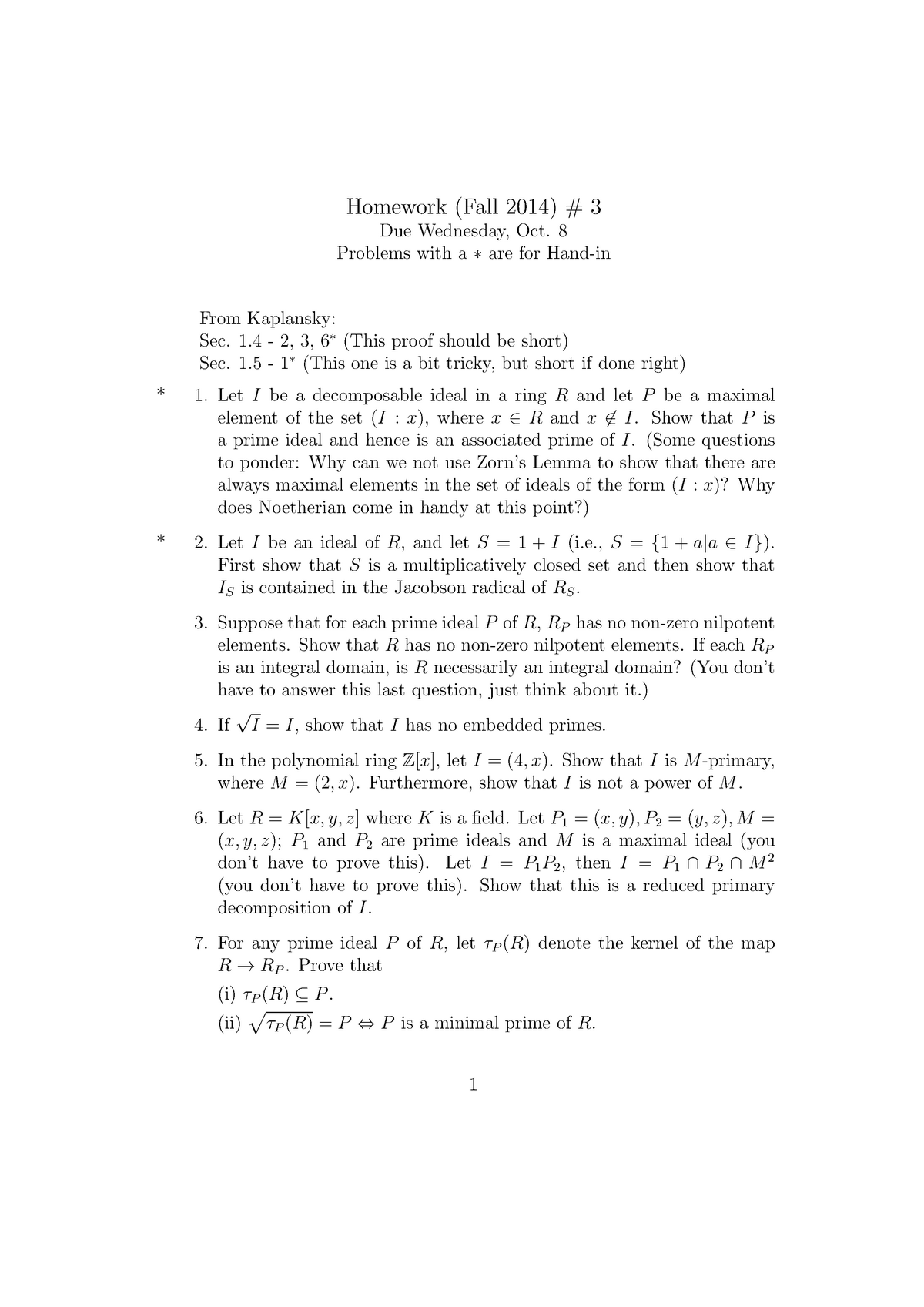 Seminar Assignments Homework 3 Questions And Solutions Studocu