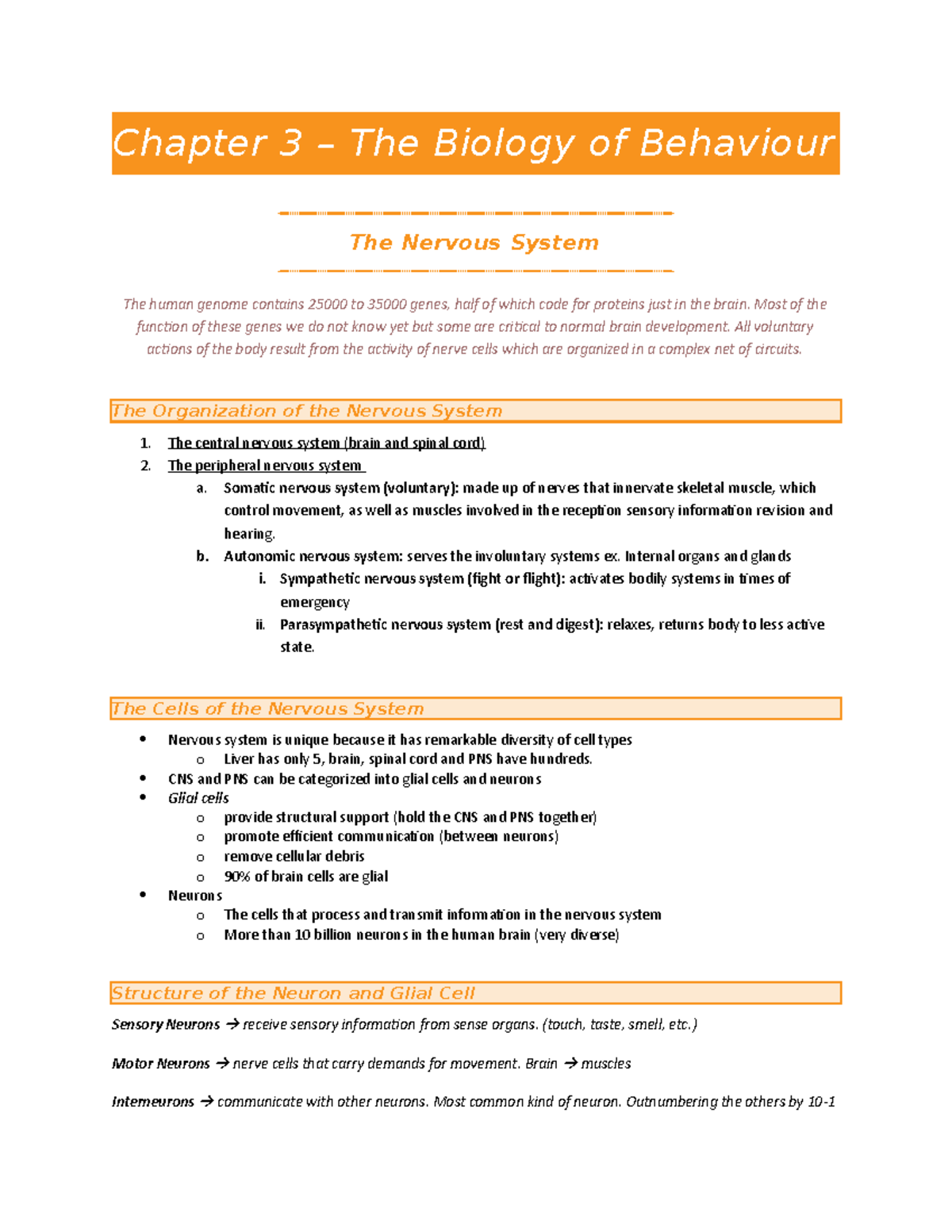 Chapter 3 (lecture notes included) - Chapter 3 – The Biology of ...