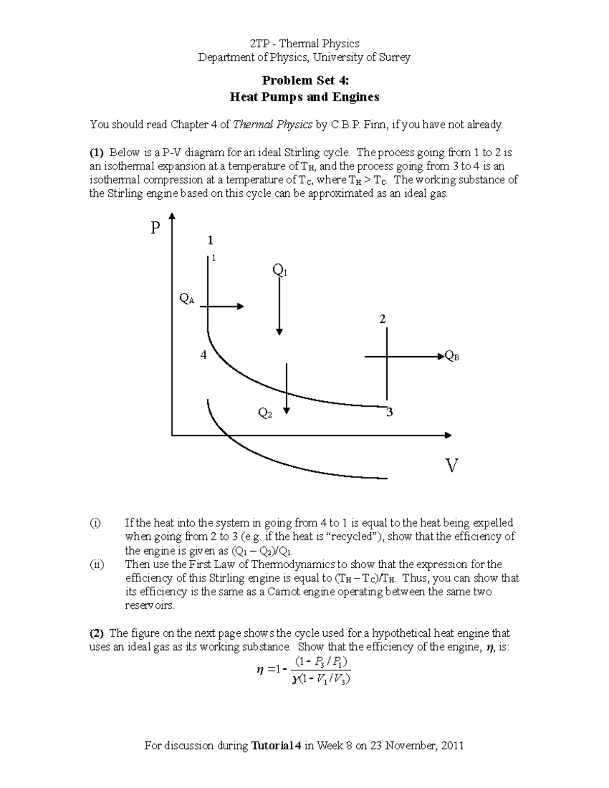 Problem Set 4 - 2004 - 2TP - Thermal Physics Department Of Physics ...