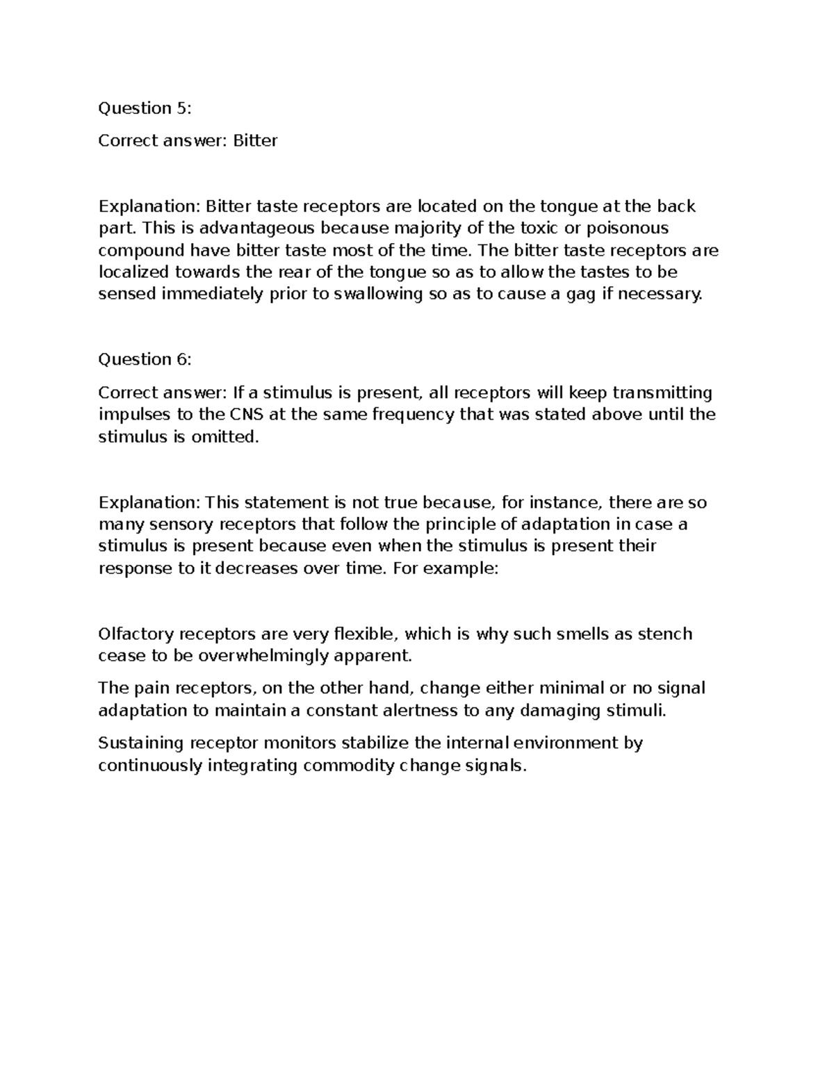 Document 3 - Bio mcqs explain - Question 5: Correct answer: Bitter ...