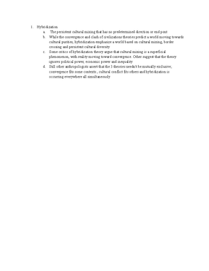 Culture Review - Culture 1. Identify a useful definition of culture 2 ...