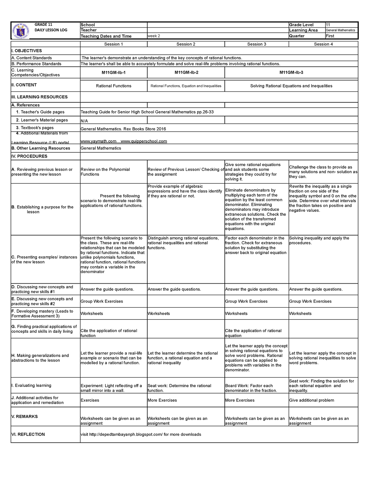 Pdfcoffee.com general-math-dll-for-shs-q1-week-02-1-pdf-free - GRADE 11 ...