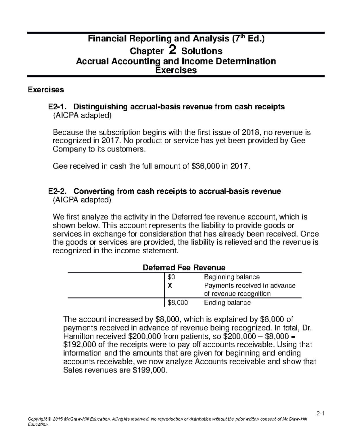 Chapter 2 Solution Manual - Financial Reporting and Analysis (7th Ed ...