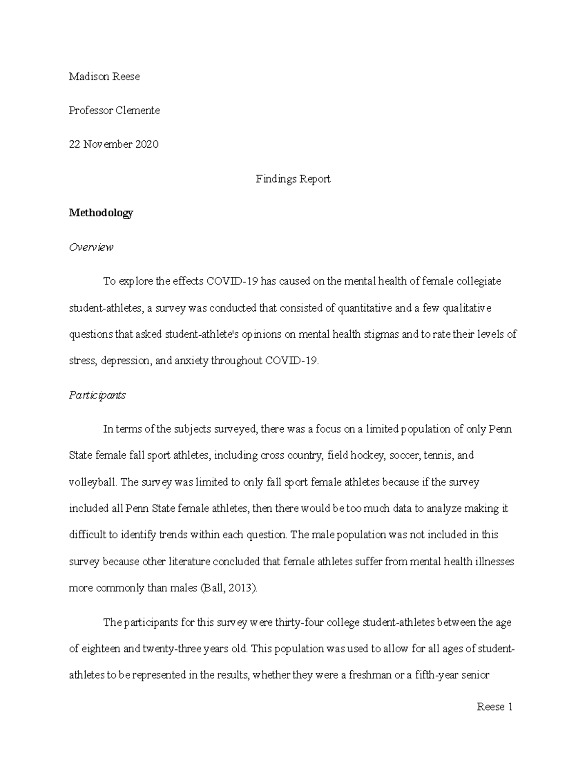 ENG 202A Findings Report - Final Draft - Madison Reese Professor ...