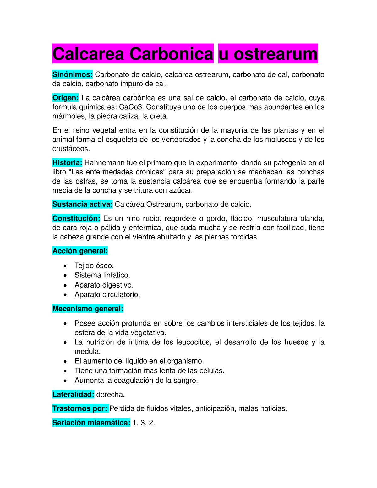 Calcarea carbonica Medicamento homeopático Calcarea Carbonica u