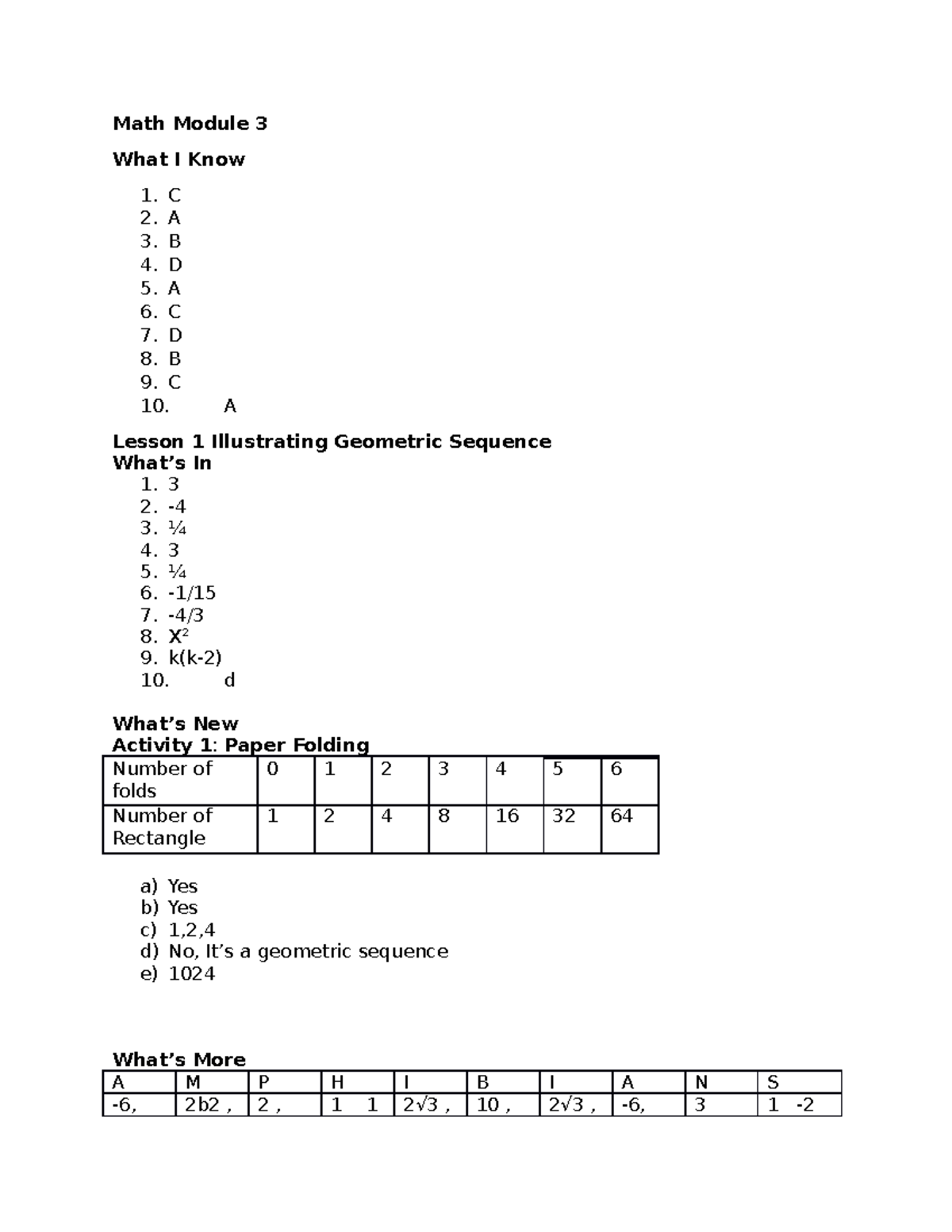 (done)Math Module 3 - Math Module 3 What I Know C A B D A C D B C A ...