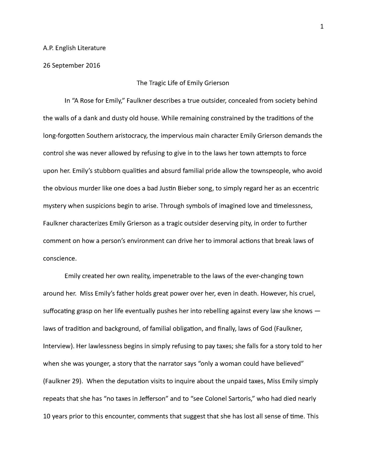 literary analysis essay on a rose for emily