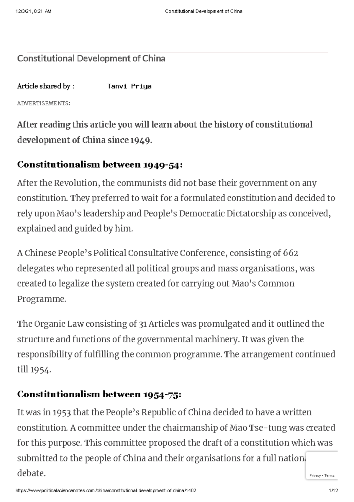 Constitutional Development Of China Constitutional Development Of