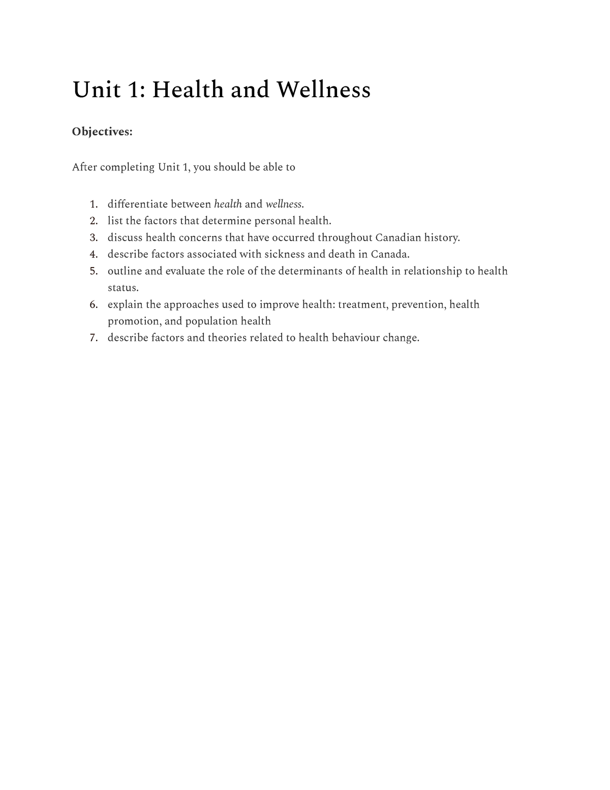 health and wellness oum assignment