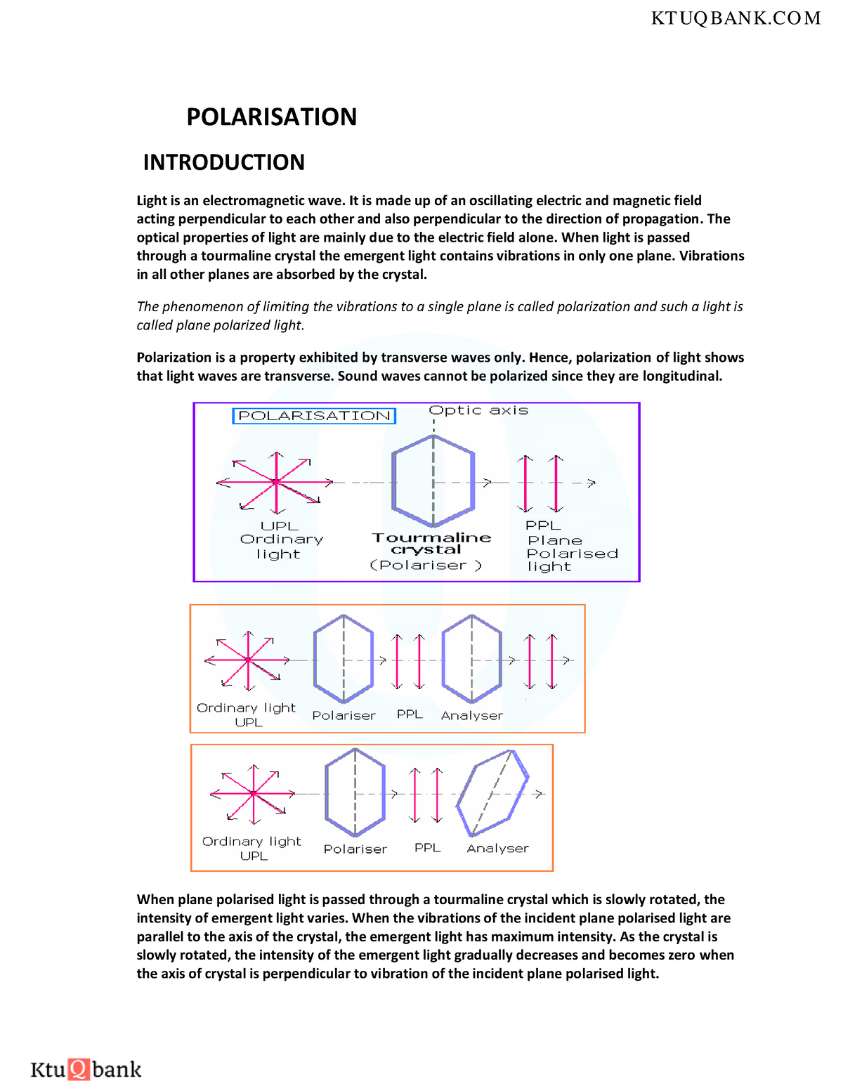 Physics Module 3 - POLARISATION INTRODUCTION Light Is An ...