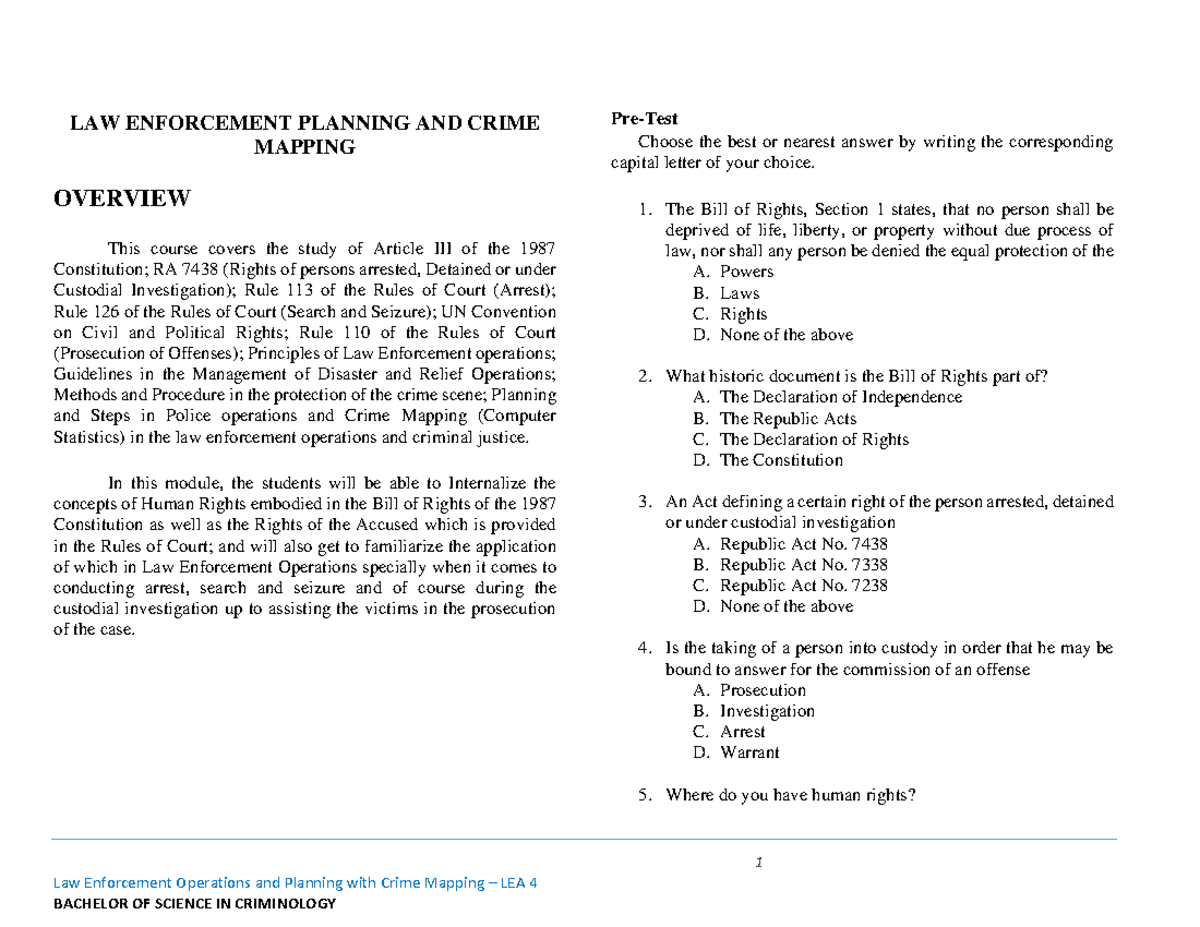 Crime Mappping - Lectures - 1 Law Enforcement Operations And Planning ...