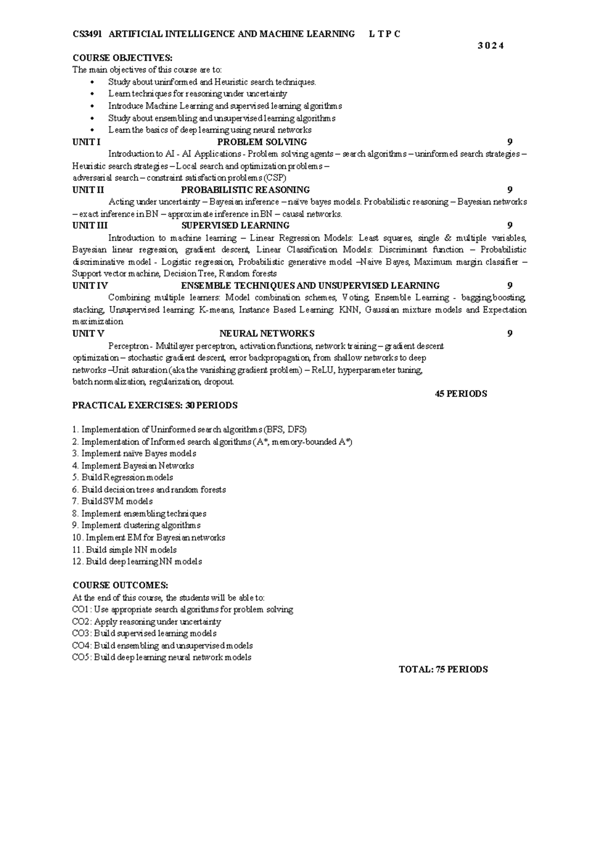 AI&ML course material CS3491 ARTIFICIAL INTELLIGENCE AND MACHINE