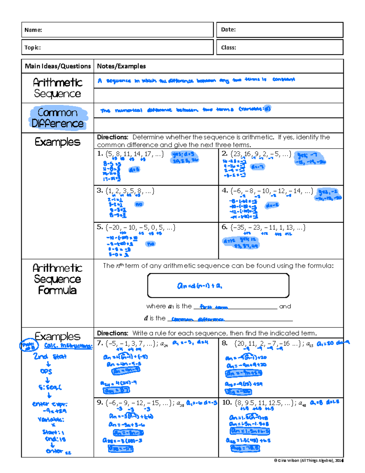 10-2 Arithmetic Sequences and Series - DĂŝŶ /ĚĞĂƐͬYƵĞƐƚŝŽŶƐ EŽƚĞƐͬ ...