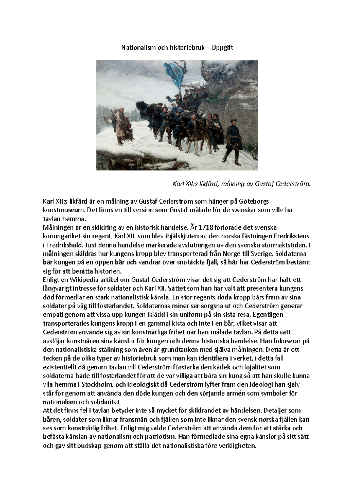 Nationalism och historiebruk uppgift - Nationalism och historiebruk ...