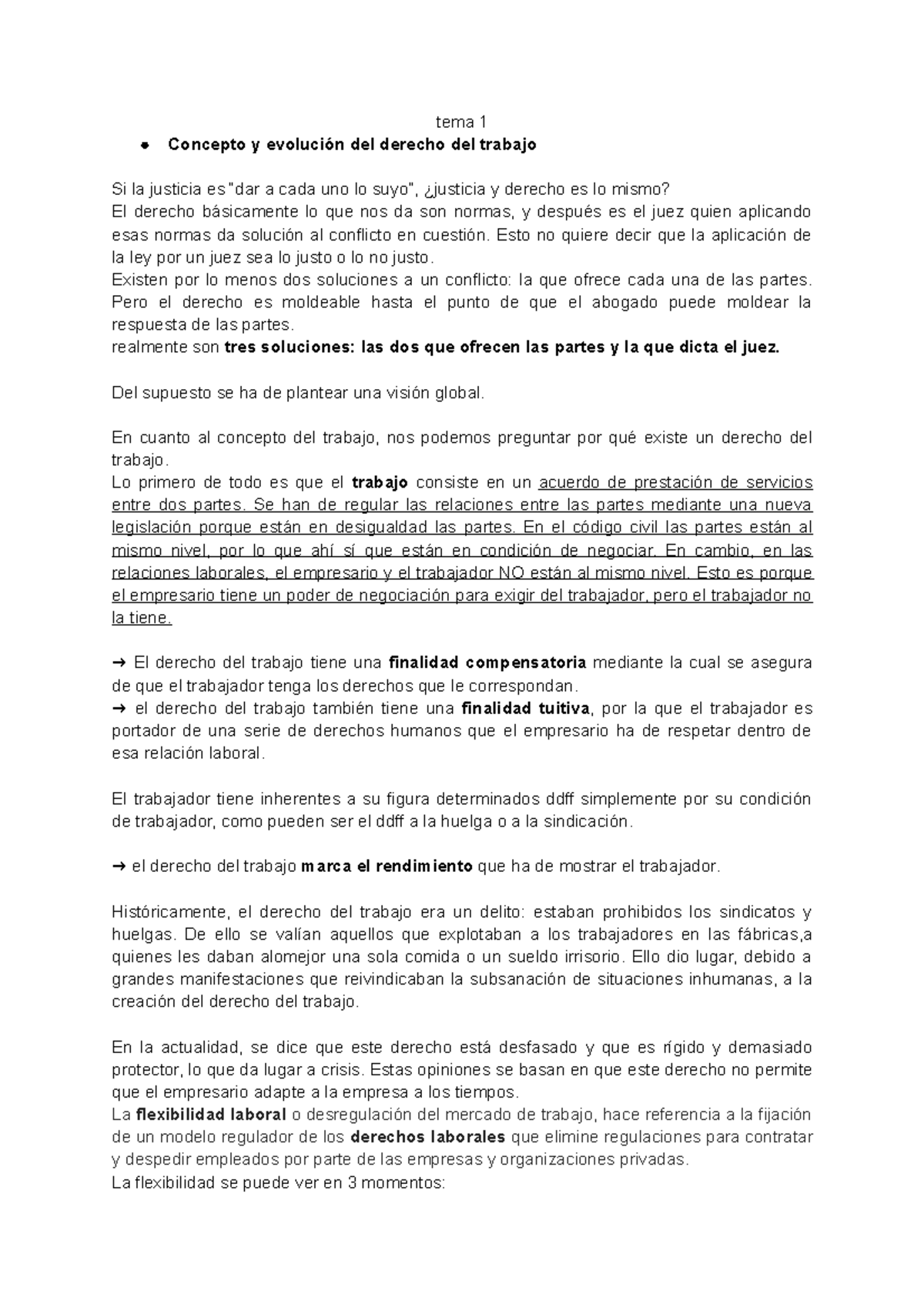 Derecho Laboral - Apuntes 1345678 - tema 1 Concepto y evolución del ...