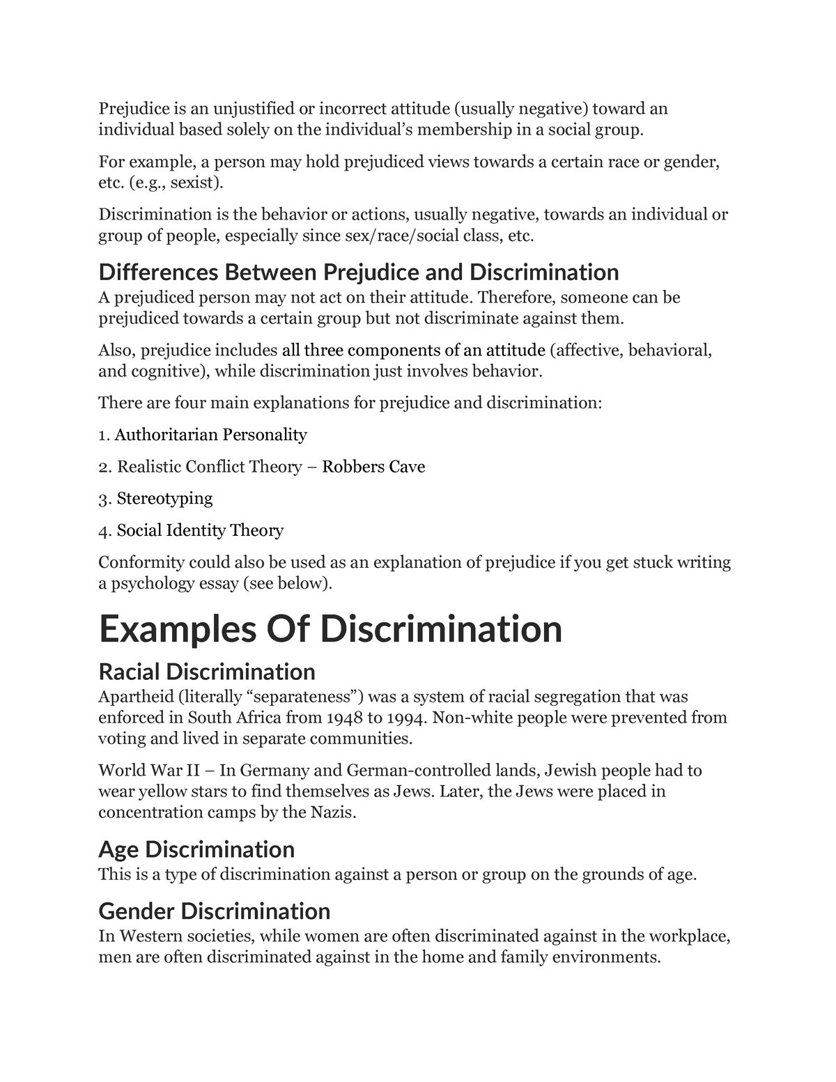 prejudice and discrimination psychology essay