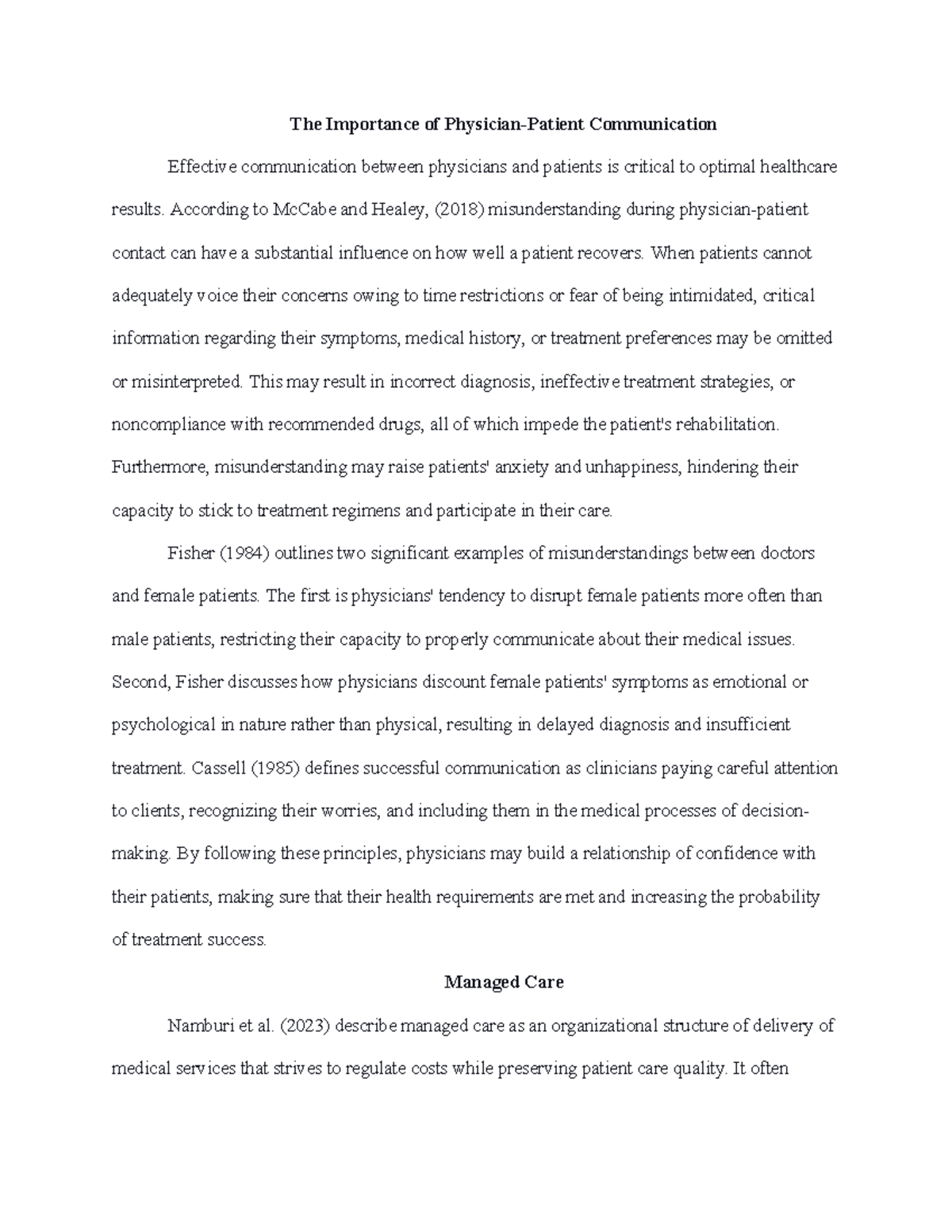 Effective communication between physicians and patients is critical to ...