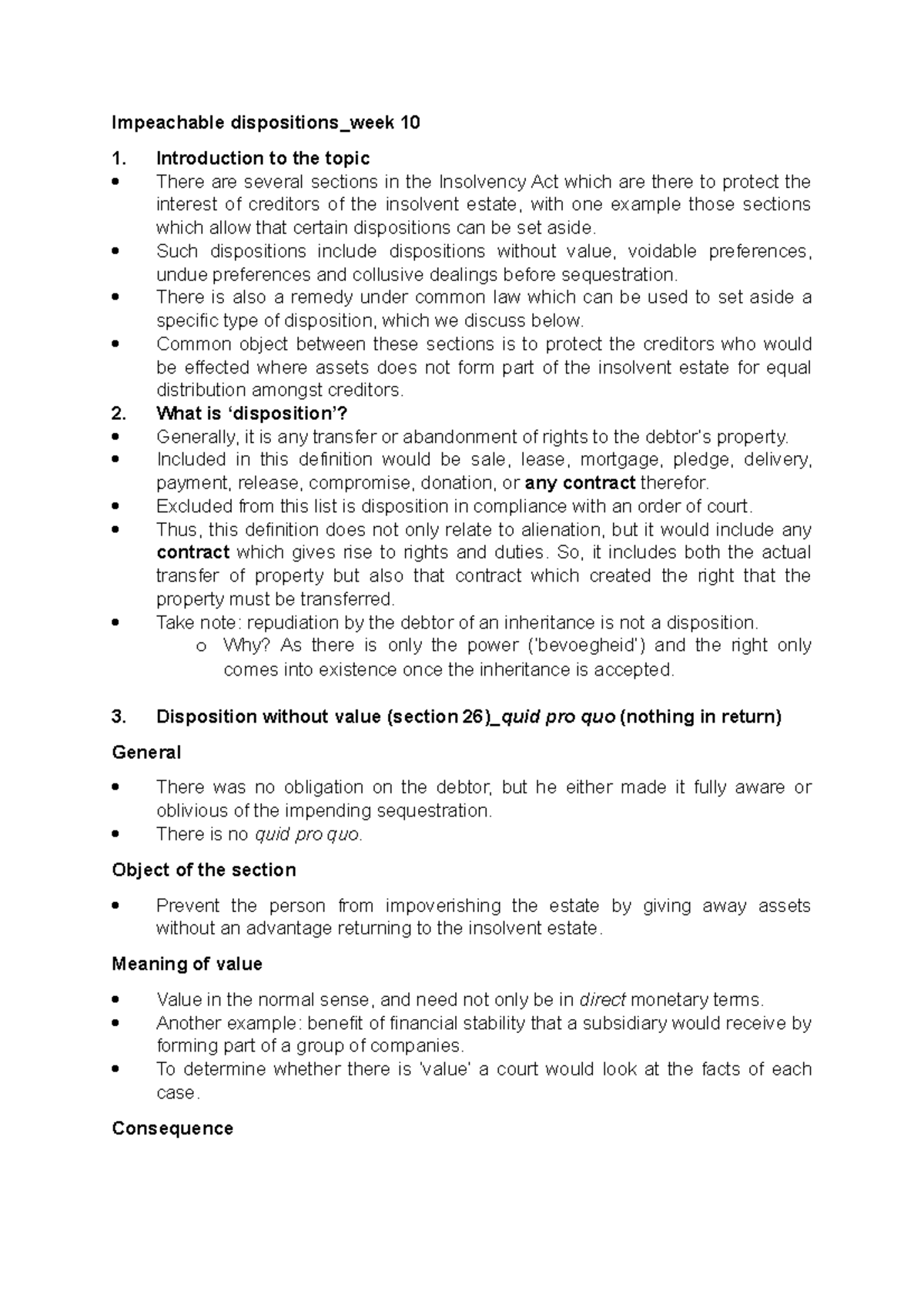 Impeachable dispositions Such dispositions include dispositions