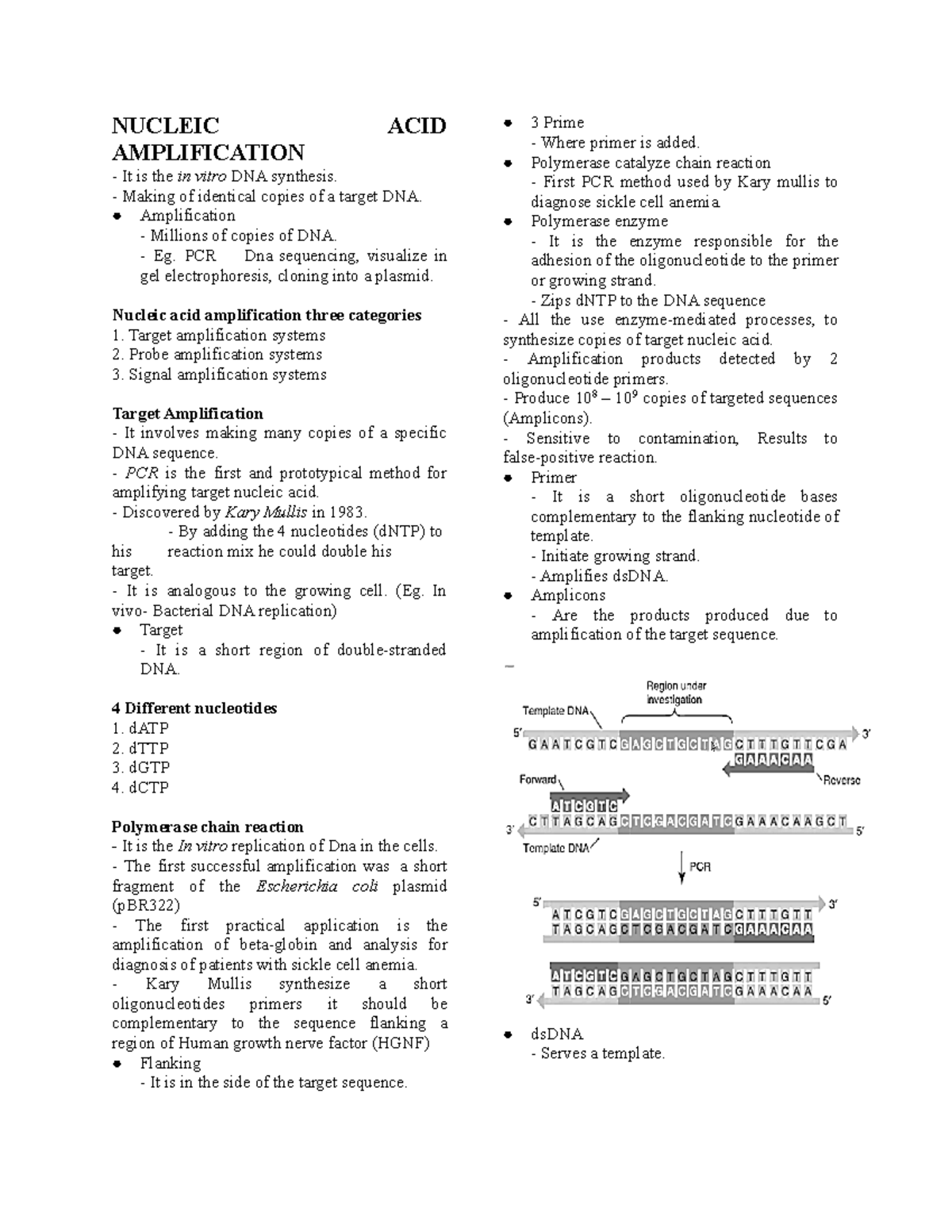Nucleic ACID Amplification NUCLEIC ACID AMPLIFICATION It is the in