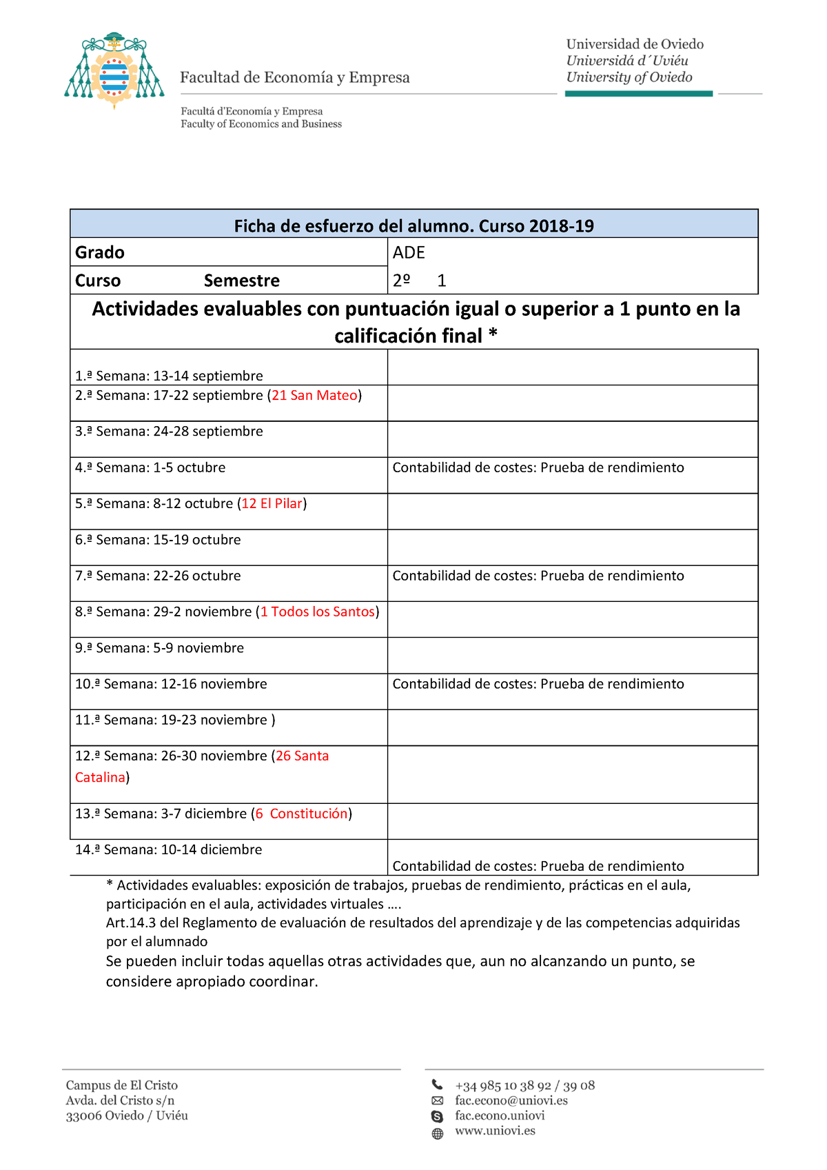 Ficha Esfuerzo ADE (segundo Curso-primer Semestre) - Ficha De Esfuerzo ...