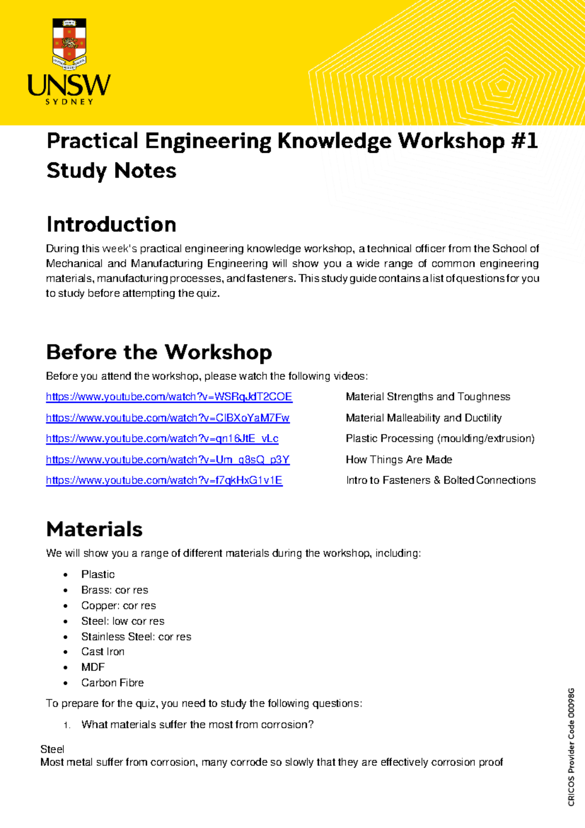 1 Study Notes - During this week’s practical engineering knowledge ...