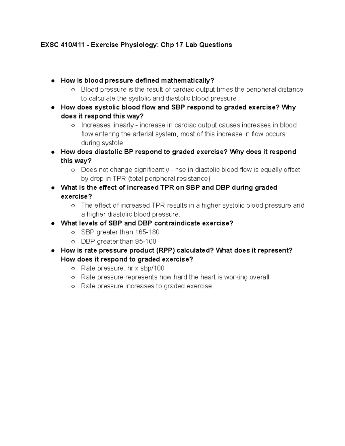EXSC 410 Chp 17 Lab questions - EXSC 410/411 - Exercise Physiology: Chp ...