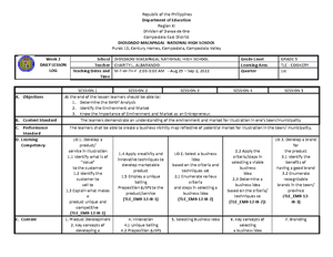 Tle 9 Cookery Week 3 Dll Republic Of The Philippines Department Of