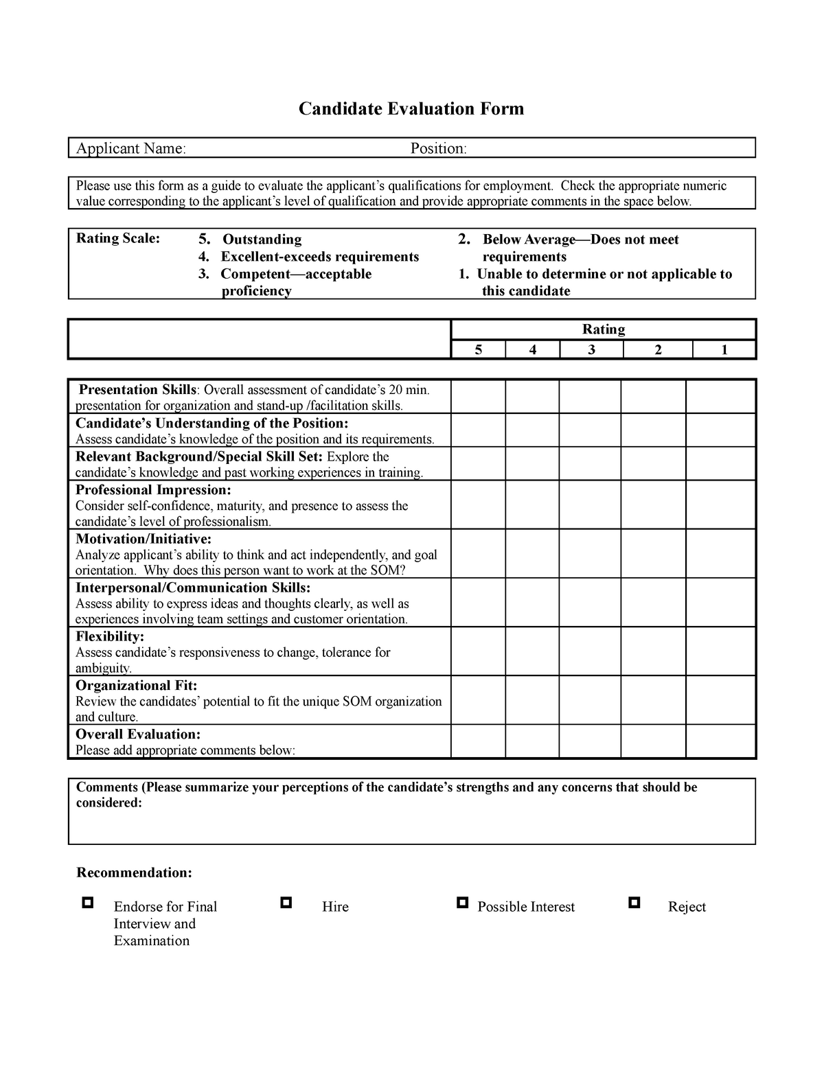 Candidate EVAL 191024 - PSY01 Candidate Evaluation Form Applicant Name ...