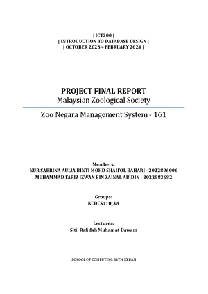 Final Report Format - Final Report Format ICT200: INTRODUCTION TO ...