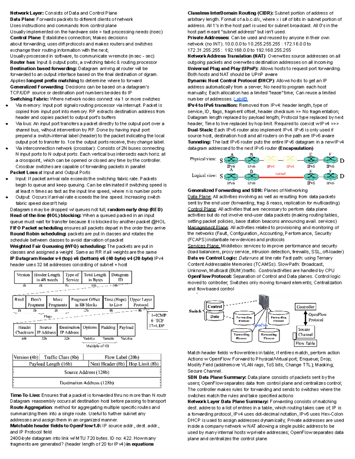 Chapter 4 Print For Exam 2 - Network Layer: Consists Of Data And ...