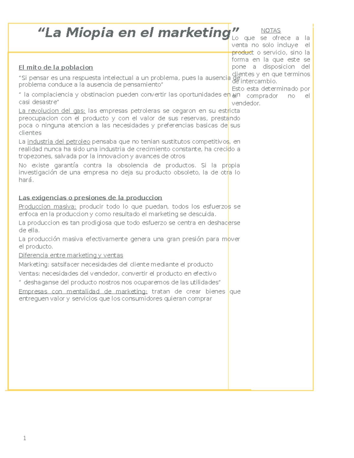 La Miopía En El Marketing Por Theodore Levitt Datos Importantes “la