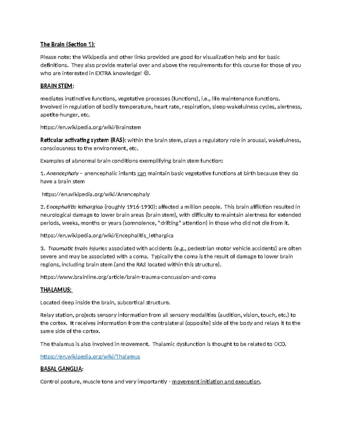 The+Brain+part+1 - Summary Brain and Behavior - The Brain (Section 1 ...