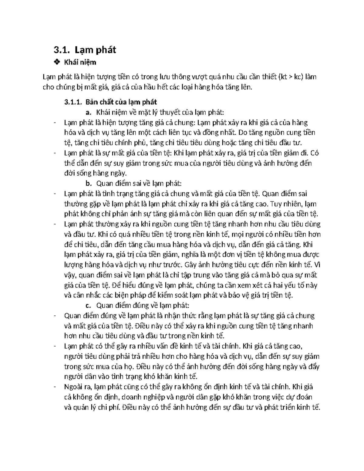 Nhóm 10-Lạm phát - lam phát tiền tệ - 3. Lạm phát Khái niệm Lạm phát là ...