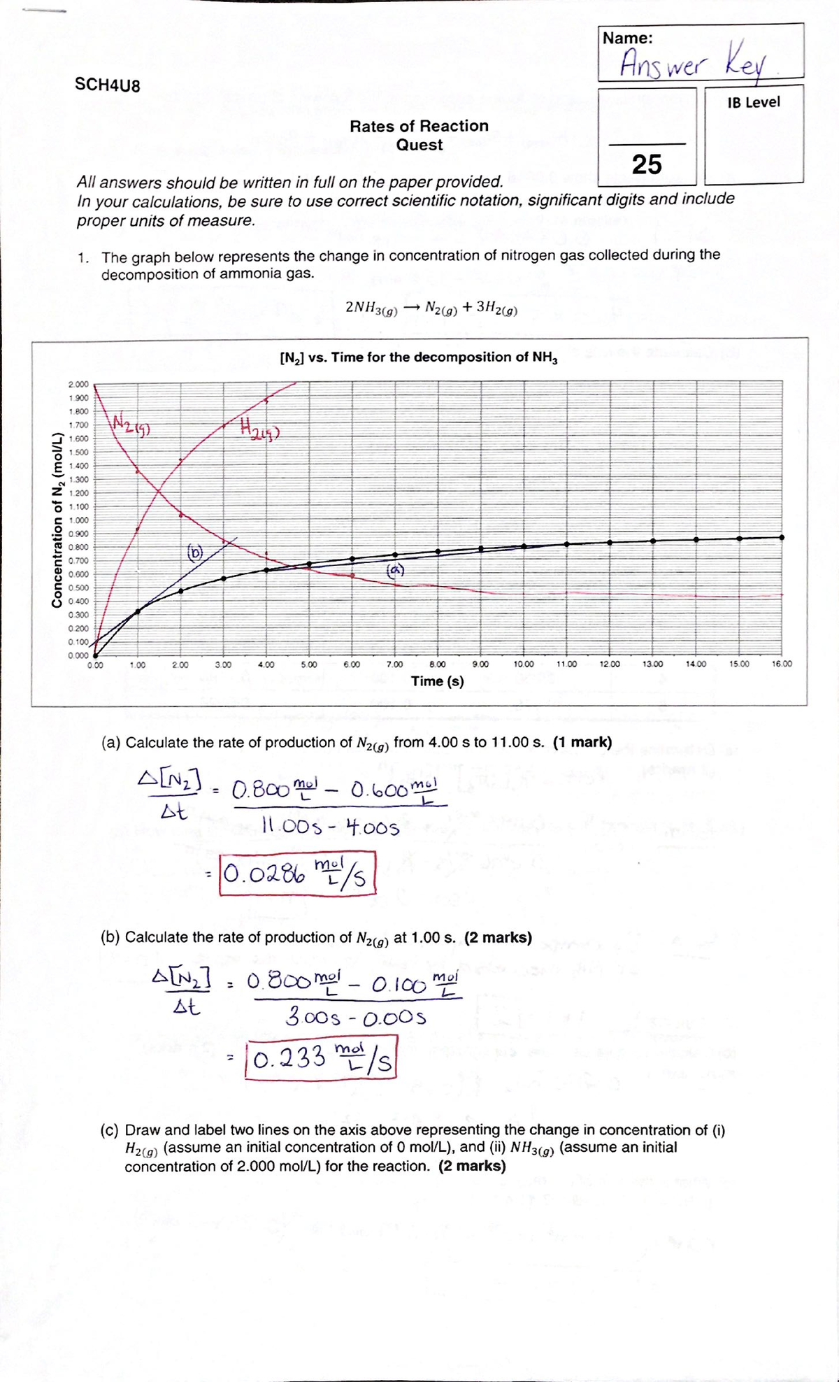 03 - Reaction Rates Quest.pdf - Name: Answer Key SCH4U8 IB Level Rates ...