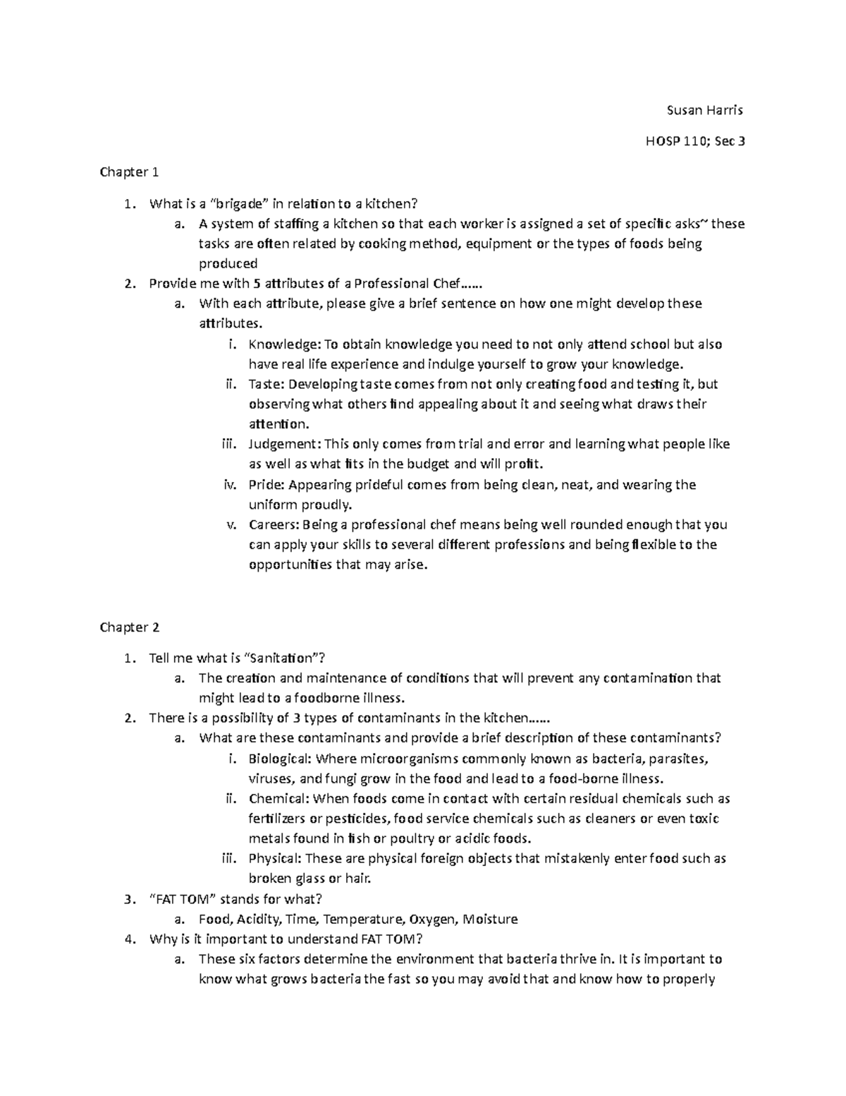 Chapter 1 and 2 - Bill gives you this format that you must fill out and ...