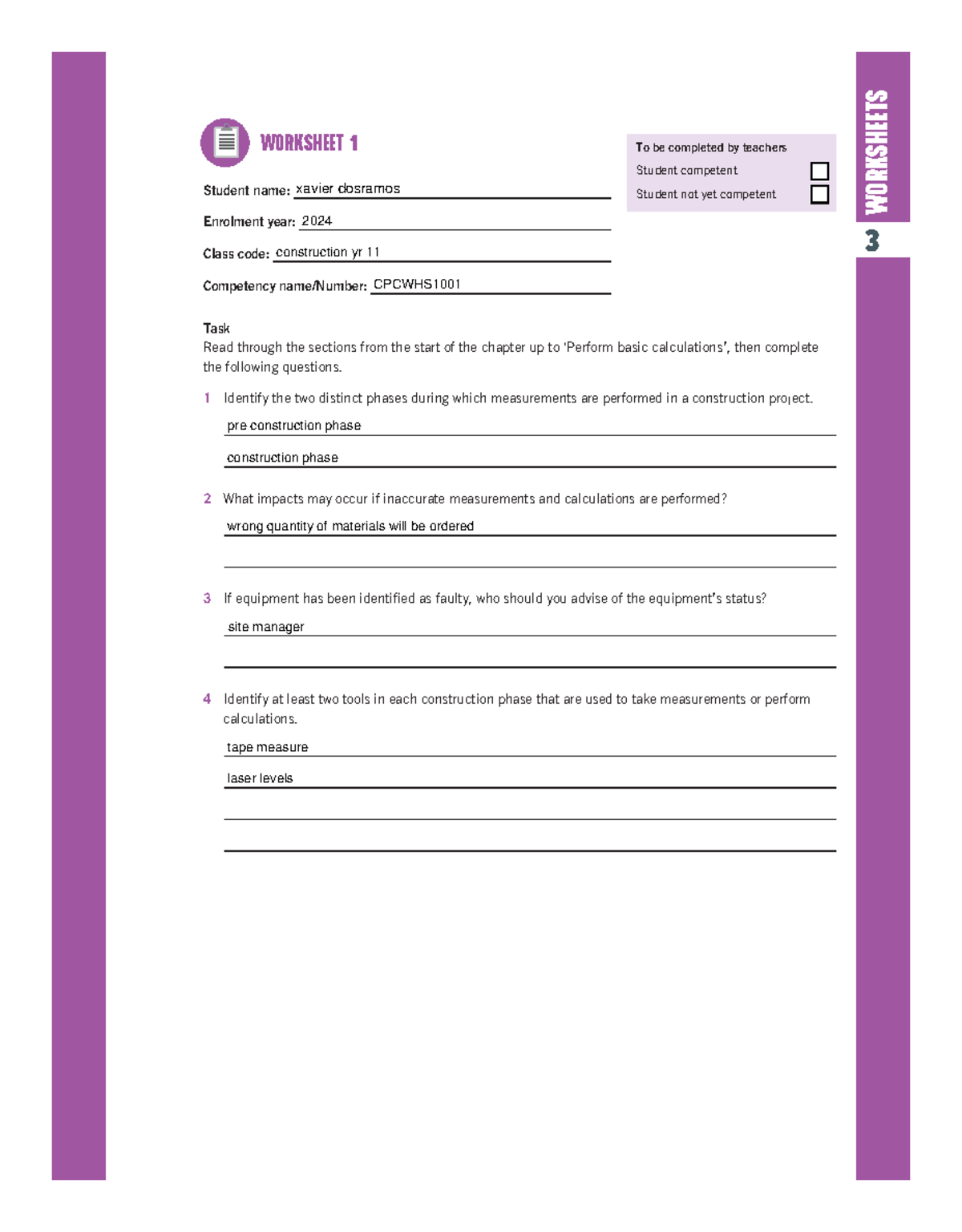 03 fagan 1e sb 54025 txt WS - WORKSHEETS 3 Student name: Enrolment year ...
