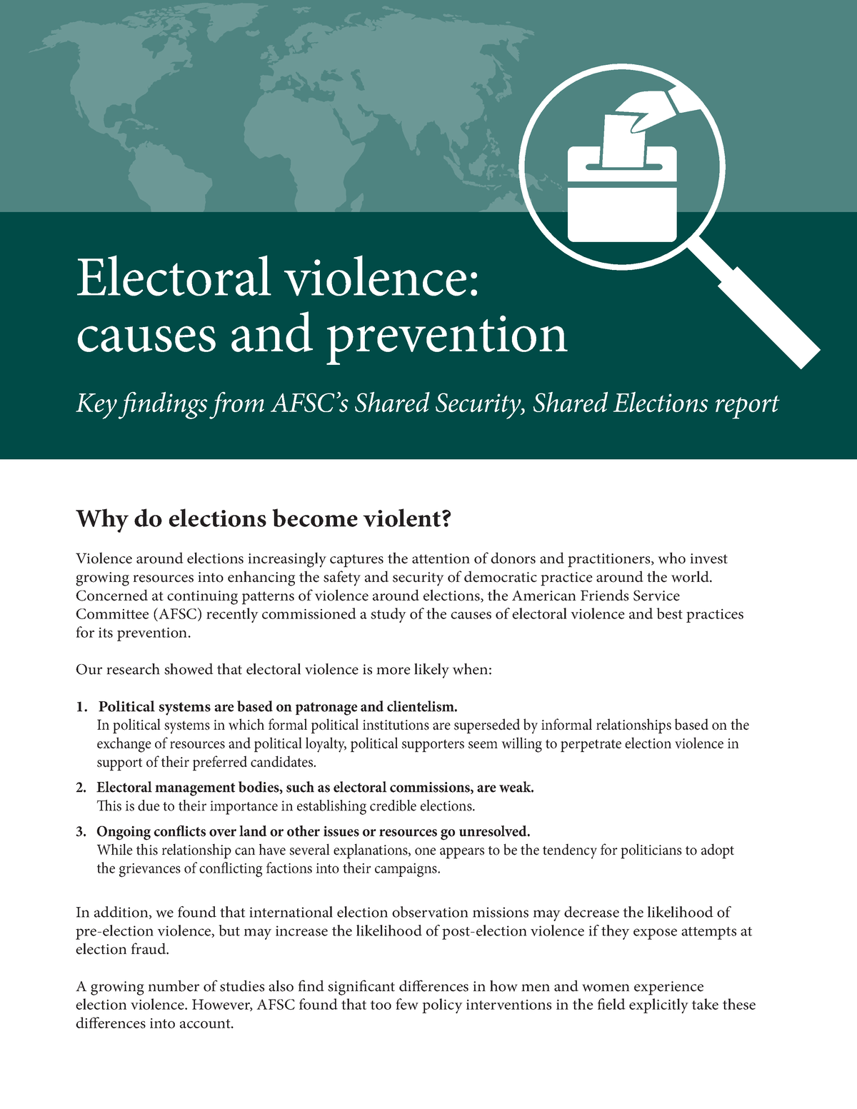 Electoral Violence Handout Web Version - Electoral Violence: Causes And ...