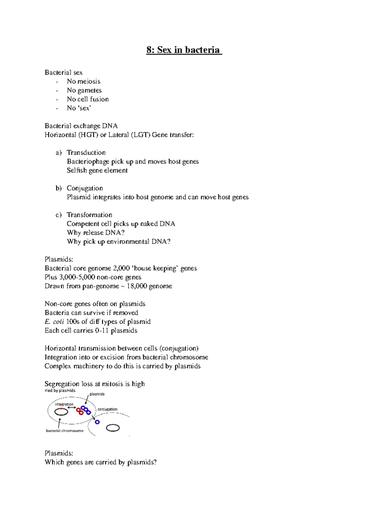 8 Sex In Bacteria Lecture Notes 8 8 Sex In Bacteria Bacterial Sex