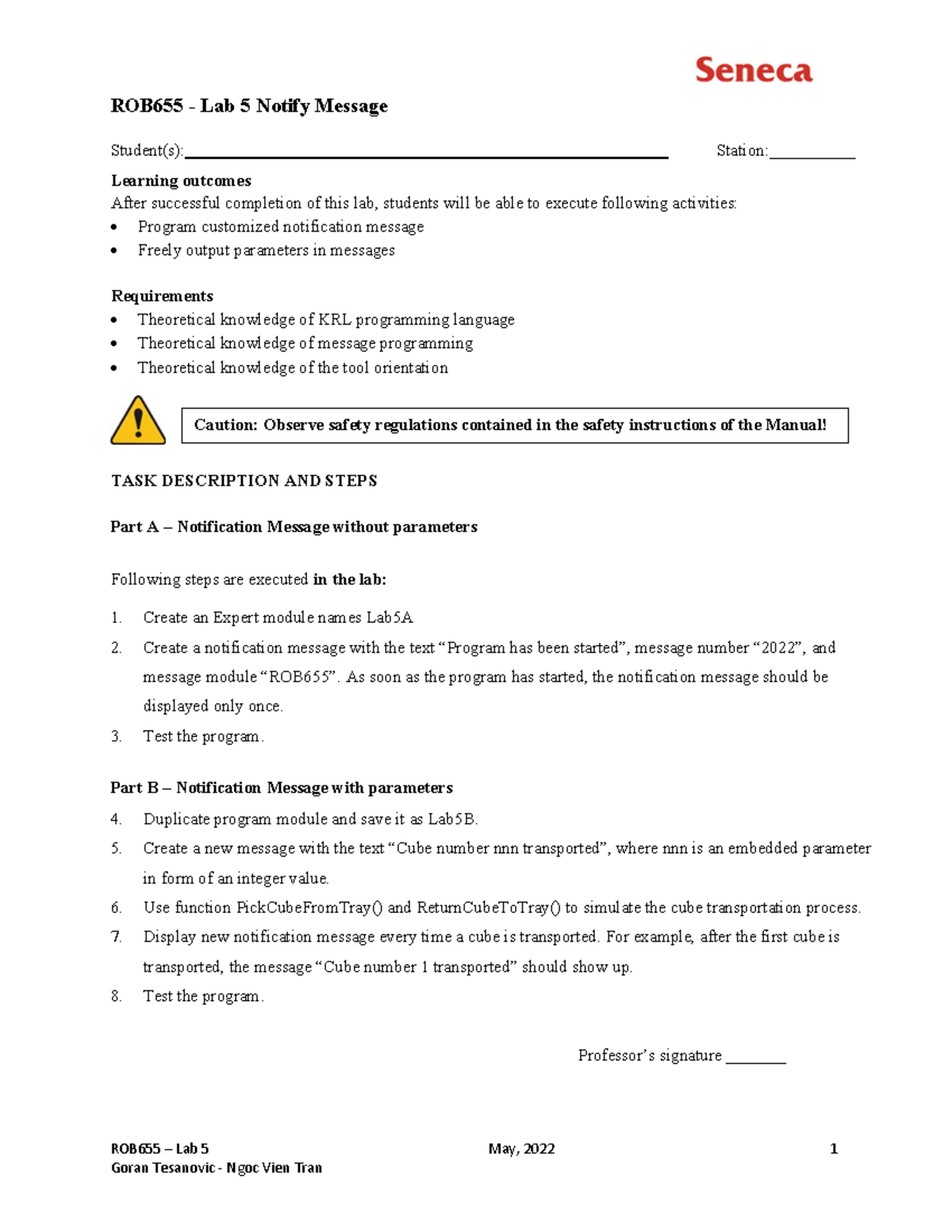 Lab 5 - Message Notify - Good for study - ROB655 – Lab 5 May, 2022 1 ...