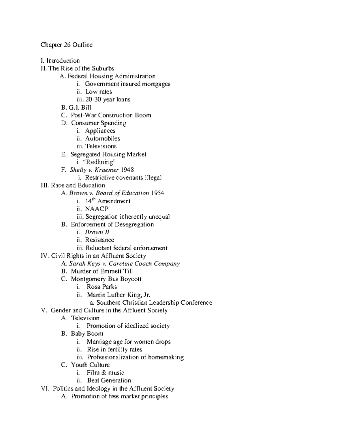 Ch26 outline - Chapter 26 Outline I. Introduction II. The Rise of the ...