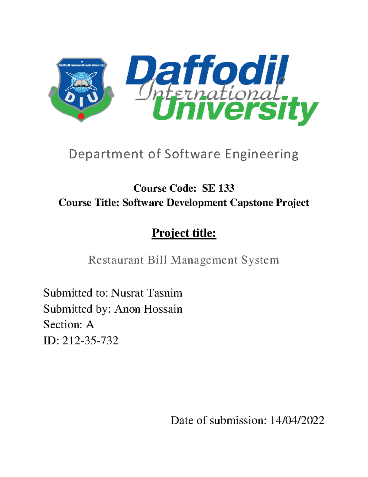 Final Report Demo - good for know - Department of Software Engineering ...