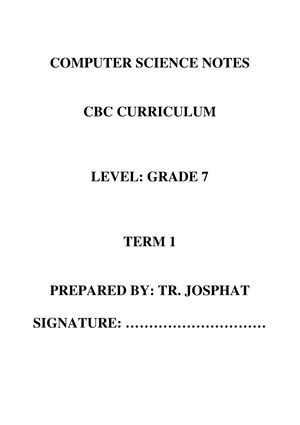 Computer Notes Form 1 4 Topical Booklet Teacher - FORM ONE NOTES ...