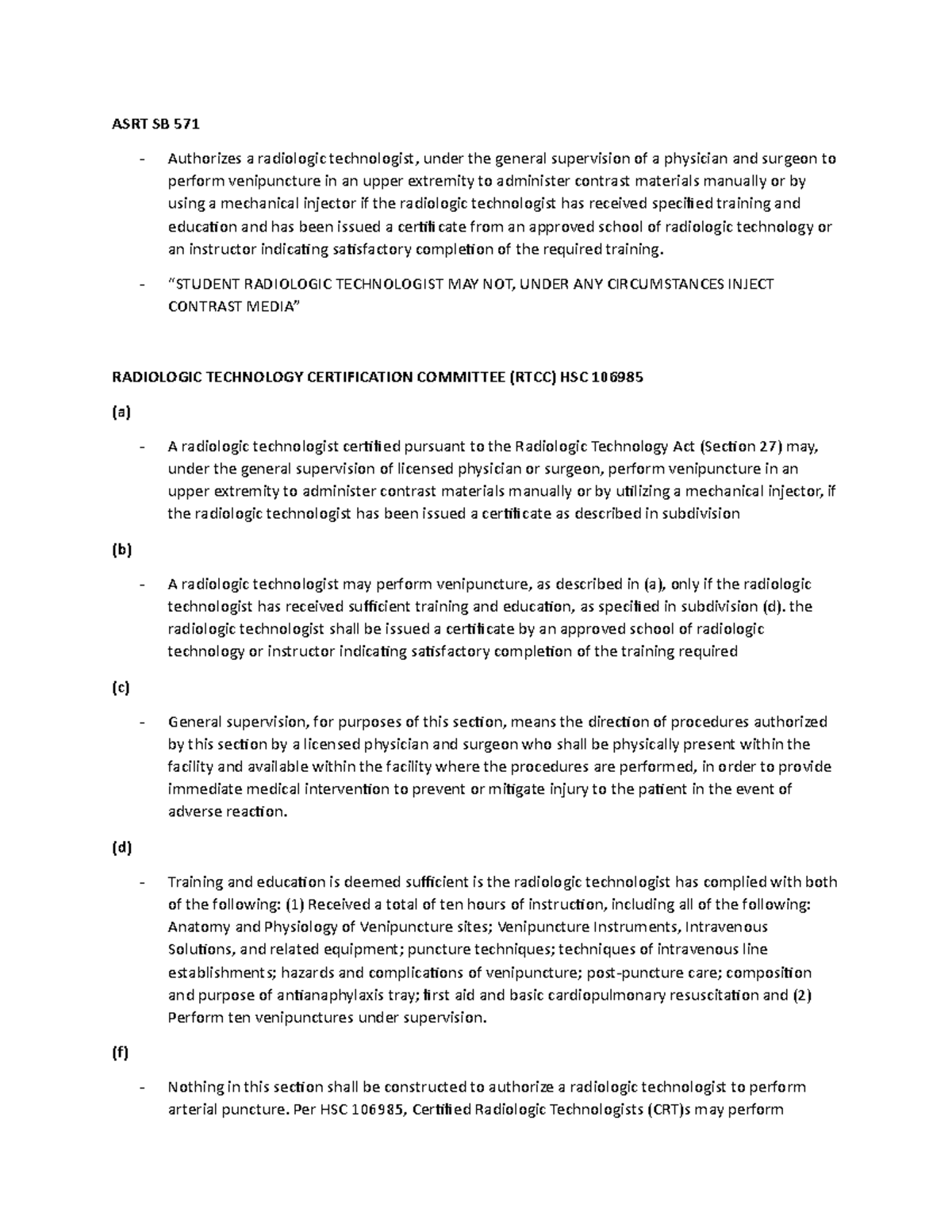 Radiologic Technology Certification Committee (RTCC) HSC 106985 - ASRT ...