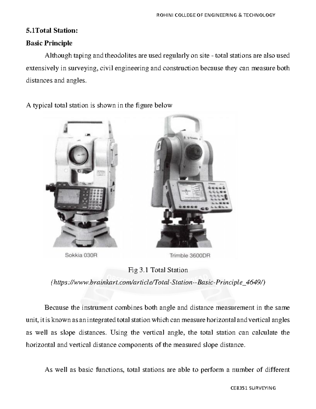 Totalstation Basics of total station 5 Station Basic Principle