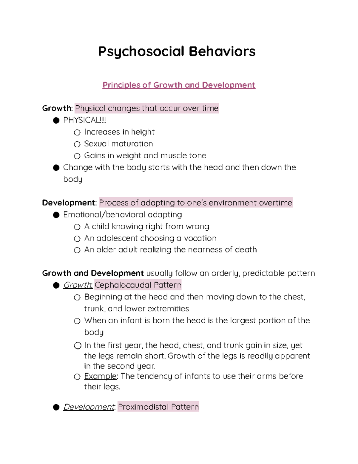 Psychosocial Behaviors Notes - Psychosocial Behaviors Principles of ...